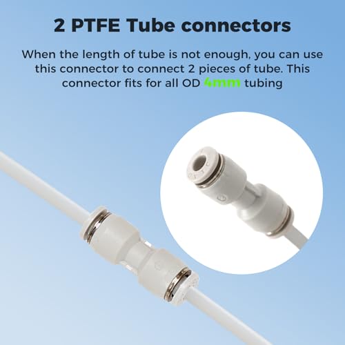 Sovol PTFE Tube 2.5mm ID 4mm OD, Length 5M/16.4ft, with 2 Couplers & Tubing Cutter for Bambu lab X1/ X1C/ P1P/ P1S/ A1/ A1 Mini, Prusa MMU3, Creality K1 Max/Ender 3 V3 & Direct Drive 3D Printer, White - size: 5 Meter (White)