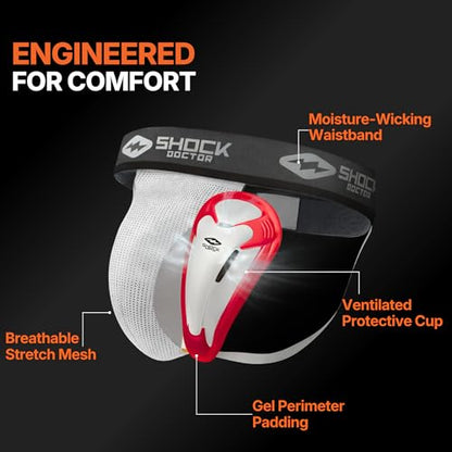 Shock Doctor Jock Straps with Cup Included, Cups for Football Baseball. Core Protective Athletic Supporters - size: Large, style: Adult