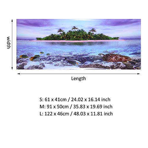 Zerodis Aquarium Background Poster, PVC Aquarium Decoration Sticker Beach Backdrop Decoration Paper 3D Effect Adhesive Decor Paper Sticker for Aquarium Background (91 * 50cm) - size: 91*50cm
