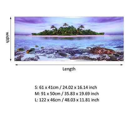 Zerodis Aquarium Background Poster, PVC Aquarium Decoration Sticker Beach Backdrop Decoration Paper 3D Effect Adhesive Decor Paper Sticker for Aquarium Background (91 * 50cm) - size: 91*50cm
