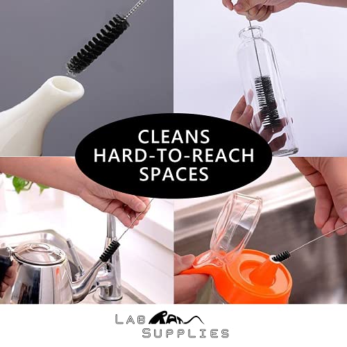 12 Inch Pipe Cleaning Brush Set with Stainless Steel Bristles, 8 Piece Variety Pack | for Auto Parts, Bottles, Guns, Tubes, etc.