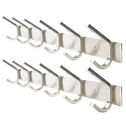 WEBI 2 Packs, Heavy Duty Stainless Steel 304 Hook Rail Coat Rack, Satin Finish, Great Home Storage & Organization for Bedroom, Bathroom, Foyers, Hallways - size: 6 Hooks(2 pack)