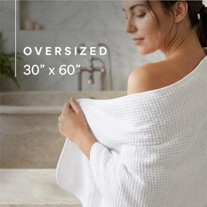 S&T INC. Aura Waffle Bath Towels, 4 Pack, 30" x 60", White - color: White