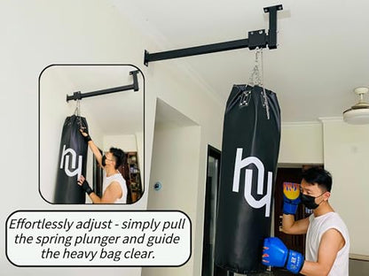 Heavy Bag Hanger Roller Wall Ceiling Mount 40'' - 50'' Long Rail Ease Adjust for Heavy Punching Bags up to 300 LBS - size: B. 50'' long rail