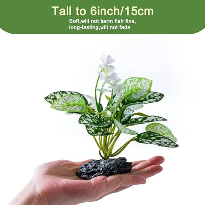 2 Pcs Fish Tank Decorations Plants, Artificial Plant Aquarium Accessories Decor, Goldfish Tank Decor Plastic Realistic Plants