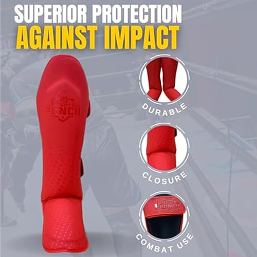 Martial Arts Shin Guards, Leg Protection for MMA, Kickboxing Training Instep Protection, Muay Thai Martial Arts Sparring Training Gear - color: RED, size: X-Small