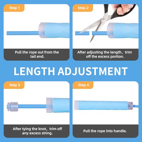 YUEDONG 7mm Thick PVC Jump Rope with Ball Bearings for Men and Women | 7mm thick PVC rope, ball bearings, ergonomic anti-slip grip, adjustable length, for cardio, fat burning and home workouts - color: BLUE