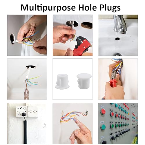 White Hole Plug, Circular Plastic Snap in Locking Tube Plug, Embedded Panel Plastic Fastener Cover, Furniture Fence Column Tube Insertion End Cover, 1/4 Inch, 30 PCS
