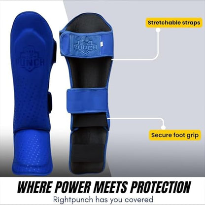 Martial Arts Shin Guards, Leg Protection for MMA, Kickboxing Training Instep Protection, Muay Thai Martial Arts Sparring Training Gear - color: Blue, size: Medium
