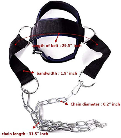 Neck Harness for Weight Lifting with Heavy Duty Chain Neck Training Harness
