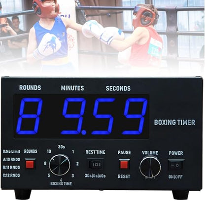 Professional Boxing Interval Timer with LED Display, Adjustable Buzzer, 1-12 Rounds, Ideal for Muay Thai, MMA, Kickboxing & Gym Workouts - Red - color: Blue