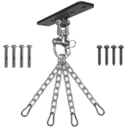 Dolibest Heavy Bag Hangers Brackets, Punching Bag Hangers, Heavy Bag Ceiling Mount for Body Weight Strength Training Systems, Aerial Yoga Swing & Hammock, Resistance Band - color: 4 Holes Punching Bag Hanger With Chain