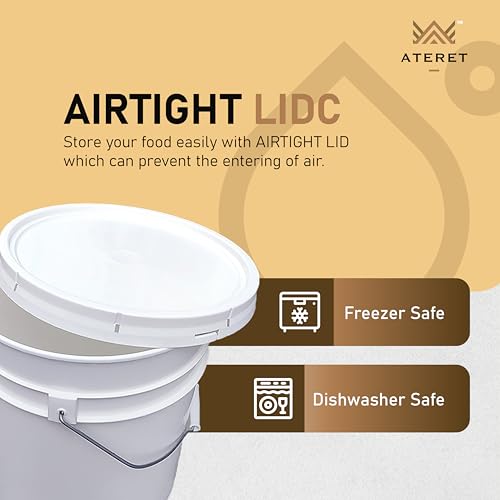 3.5 Gallon White Bucket & Lid - Durable 90 Mil All Purpose Pail - Food Grade - BPA Free Plastic - Made in USA (18 Pack)