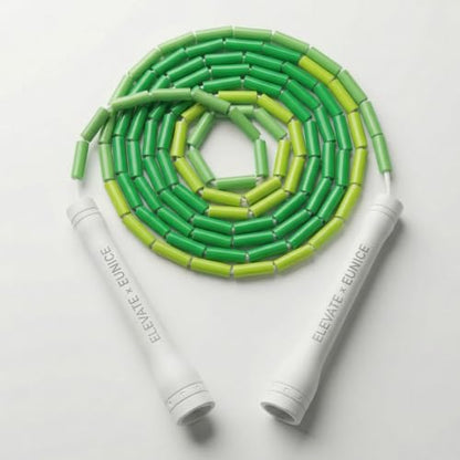Elevate Rope Beaded Jump Rope, 1 in Beads, 10 ft Adjustable, Segmented - color: Emerald