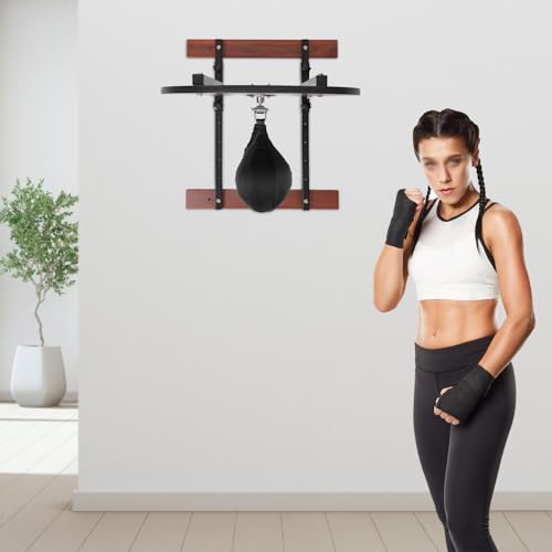 Speed Bag Platform Kit 360 Swivel, Heavy Duty Boxing Equipment, Adjustable Height Wall Mount Professional Fitness Ball Reaction Training Kit for Exercise and Fitness