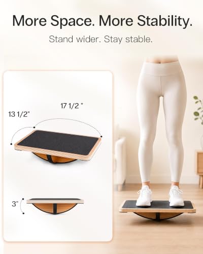 StrongTek Wooden Balance Board, Basic Rocker or Advanced 360° Wobble - color: Standard-Advanced-360° Rotation