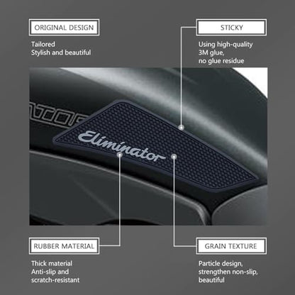 for Kawasaki Eliminator 450 400 500 SE 2024 2025 Motorcycle Accessories Side Fuel Tank Grips Tank Pads Protector Stickers Decal Gas Knee Grip Traction Pad Tankpad PVC Rubber Black