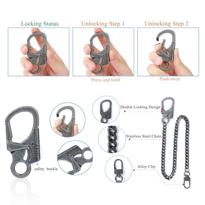 Ahiller Heavy Duty Key Wallet Chains for Men Biker - color: Grey-bk-1p