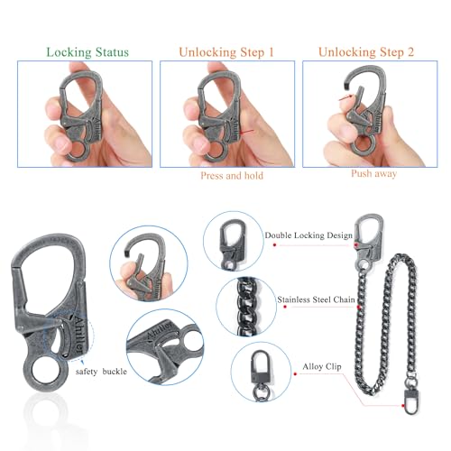 Ahiller Heavy Duty Key Wallet Chains for Men Biker - color: Grey-bk-2p