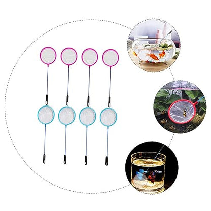 POPETPOP 8pcs Dense Mesh Aquarium Fishing Net with Non-Slip Handle Portable Impurities Tool for Easy Fish Capture and Maintenance Selection