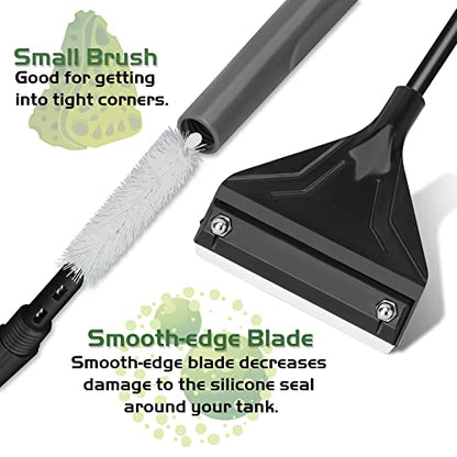 24.5’’ Professional Algae Scraper, Aquarium Blade Cleaner with 10 Pcs Replaceable Blades Stubborn Algae, Suitable for Water Tank Size Above 30 Gallons