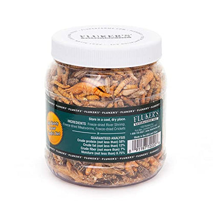 Fluker's Medley Treat for Aquatic Turtles, River Shrimp, Mealworms, and Crickets, 1.5 oz