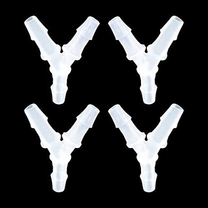 1/2" Hose Barb Fitting Equal Barbed Y Shaped 3 Way plastic Tubing Joint Splicer Mender Adapter Union for Oxygen Tubing Pipe Household Fuel Gas Liquid Air (Pack of 4)
