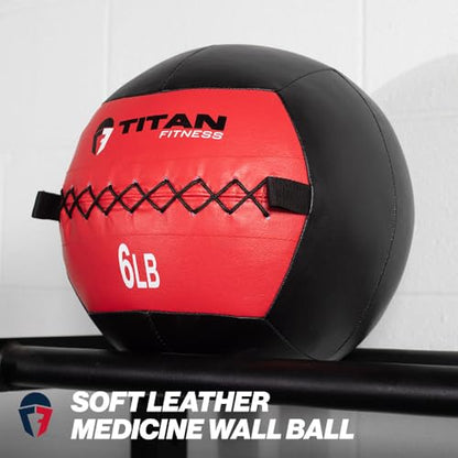 Titan Fitness Soft Leather Medicine Wall Ball Durable, Endurance, Cardio, Core Strength - size: 6 lb