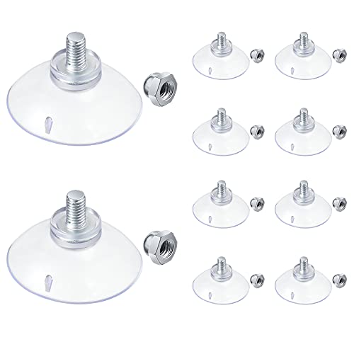10 Pcs Suction Cups for Glass Window Screw Suction Pads 1.73"/44mm PVC Clear Sucker Pads with Cap Nut M6 Thread for Home Organization Bathroom Window Wall