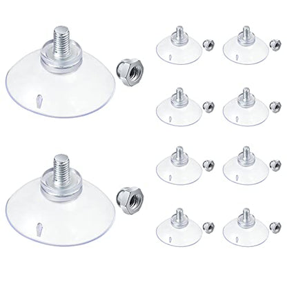 10 Pcs Suction Cups for Glass Window Screw Suction Pads 1.73"/44mm PVC Clear Sucker Pads with Cap Nut M6 Thread for Home Organization Bathroom Window Wall