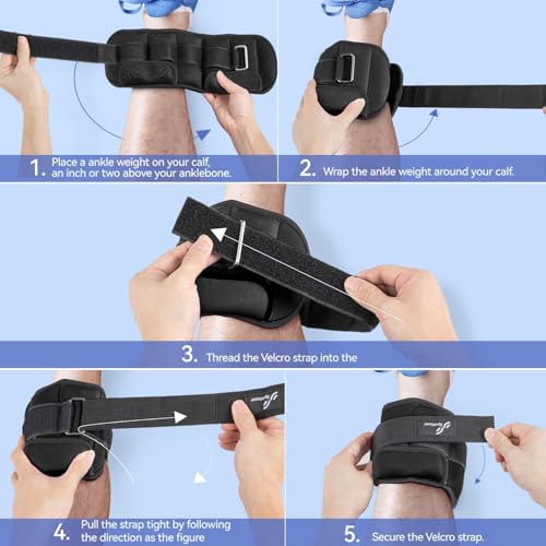Sportneer Adjustable Ankle Weights with Removable Weights, Easy to Adjust - color: Black
