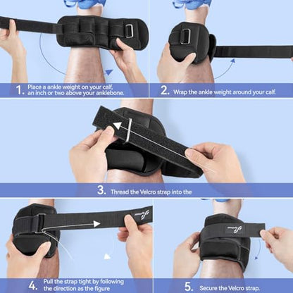 Sportneer Adjustable Ankle Weights with Removable Weights, Easy to Adjust - color: Black
