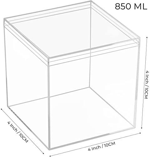 Acrylic Box with Lid Clear Display Box Plastic Square Cube Wedding Candy Box Jewelry Storage Containers Decorative Boxes - size: 4 x 4 x 4 Inch