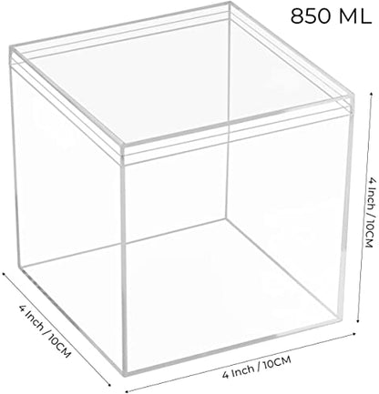 Acrylic Box with Lid Clear Display Box Plastic Square Cube Wedding Candy Box Jewelry Storage Containers Decorative Boxes - size: 4 x 4 x 4 Inch