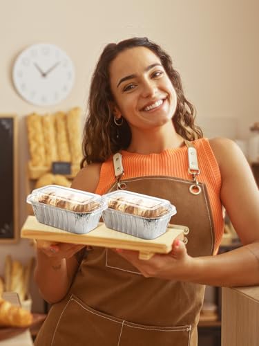 110 Pack 6x3.5x2 Disposable Aluminum Loaf Pans with Lids - 1 Lb Mini Loaf Pans, Small Aluminum Tin Foil Baking Pan, Food Containers for Baking, Cakes, Bread, Meat, Loaves