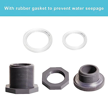 1 Inch PVC Bulkhead Water Tank Connector Adapter Fitting with Plugs Thru-Bulk Pipe Fitting for Rain Barrels, Aquariums, Ponds(Set of 1) - size: 1"-1pcs