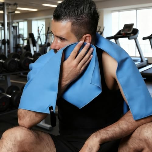80 * 40cm Microfiber Sports Quick Dry Towel Men's Women's Super Soft Fitness Swimming Sweat Absorbent Sports Towel (Light Blue) - color: Light Blue