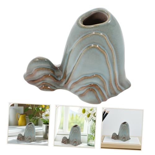 ORFOFE Ceramic Mini Mountain Decor Multifunctional Fish Tank Landscape Ornament Zen Garden Accessory for Home and Office Unique Brush Holder for Dining Room Table