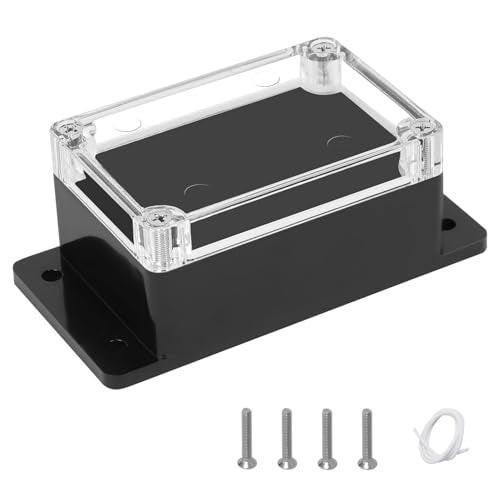Project Box IP65 Waterproof ABS Plastic Electrical Junction Box with Clear Cover Enclosure with Fixed Ear, Black 3.9"x 2.6"x 1.9"(100x68x50mm)(Pack of 1)