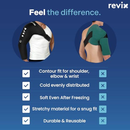 REVIX Arm Shoulder Ice Pack Rotator Cuff, Reusable Ice Sleeve, L | For Pitchers, Volleyball Players & Athletes, Eases Shoulder & Elbow Pain, Speeds Throwing Recovery with Gel Cold Packs - style: Large