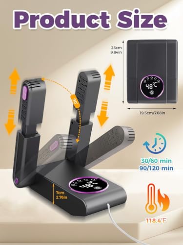 Boxing Glove Dryer with Smart Display& Storage Bag, Portable Glove Dryer& Moisture Remover, Constant Temperature Punching Gloves Dryer with Adjustable Heat& Timer for Home Gym(Black)