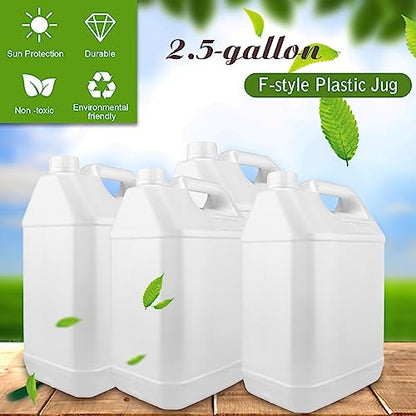 2.5 Gallon Water Jug, F-Style Plastic Jug, Water Storage Containers, Hdpe Containers with Leakproof Cap (4 Pack)