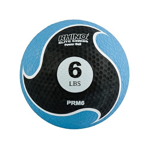 Champion Sports Rhino Elite Medicine Ball – Textured Surface, Superior Grip, Hollow Synthetic Rubber for Consistent Bounce & Durability, Multiple Weights & Colors - Optional Rebounder Sold Separately - style: 6 Pounds - Blue