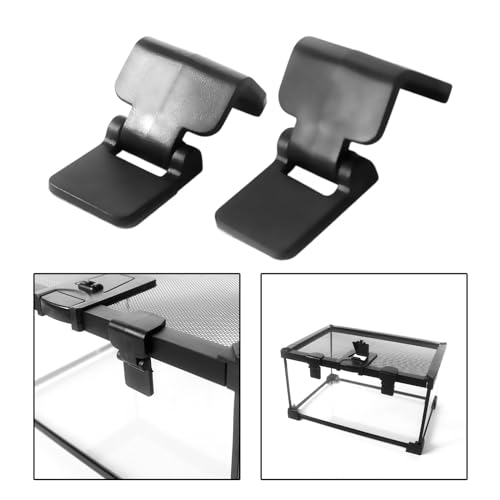 Generic 2X Terrarium Locks, Amphibious Breeding Box Clips, Tortoise Feeding Terrarium Buckles Reptile Terrarium Clips for Fish Tank, 4.7cmx3cm, Black