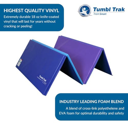 Tumbl Trak Gymnastics Folding Tumbling Panel Mat - color: Blueberry, size: 5'x10'x1.38"