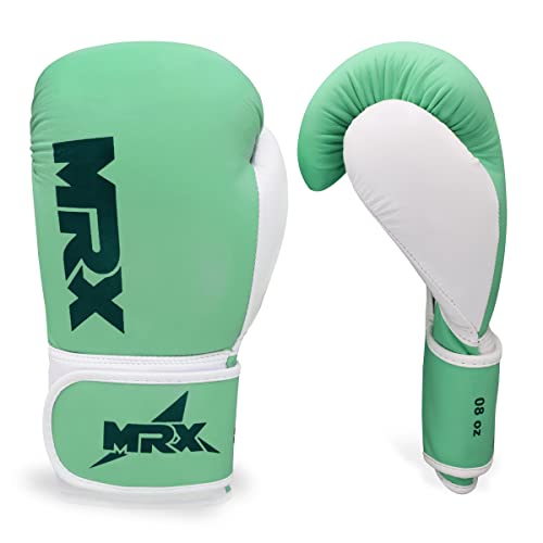 MRX Boxing Gloves Fighting Training Combat Train Workout Sparring Grappling Durable Light Weight Adult Punch Bag Glove Muay Thai Punching Mitts Kickboxing MMA Gloves Men and Women - color: Sea Green, size: 12 OZ