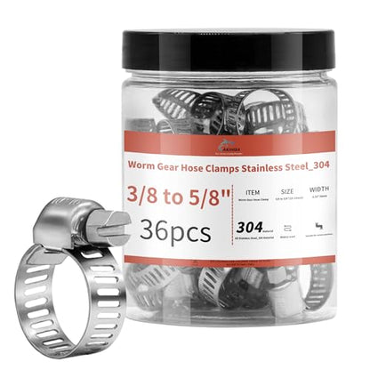 36 Pack 3/8"-5/8" Worm Gear Hose Clamps, Adjustable Range 10-16mm, 304 Hose Clamps Stainless Steel, for Pipe Plumbing Automotive And Mechanical Application - size: 36 Pack 3/8'' - 5/8'', style: 36 Pack