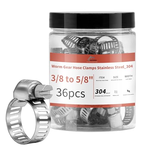 36 Pack 3/8"-5/8" Worm Gear Hose Clamps, Adjustable Range 10-16mm, 304 Hose Clamps Stainless Steel, for Pipe Plumbing Automotive And Mechanical Application - size: 36 Pack 3/8'' - 5/8'', style: 36 Pack