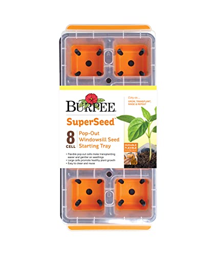 Burpee SuperSeed Windowsill Seed Starting Tray| 8 XL Cell| Reusable & Dishwasher Safe| for Vegetable, Flower & Herb Seeds| Window Garden Seed Starter Kit| Green - size: 8 Cells