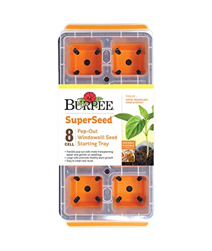 Burpee SuperSeed Windowsill Seed Starting Tray| 8 XL Cell| Reusable & Dishwasher Safe| for Vegetable, Flower & Herb Seeds| Window Garden Seed Starter Kit| Green - size: 8 Cells